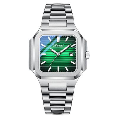 Men's Stainless Steel Watch with Calendar, Silver: 3ATM Water Resistance, Luminous Analog Display, Simple and Stylish Quartz Watch, Fashion Accessory