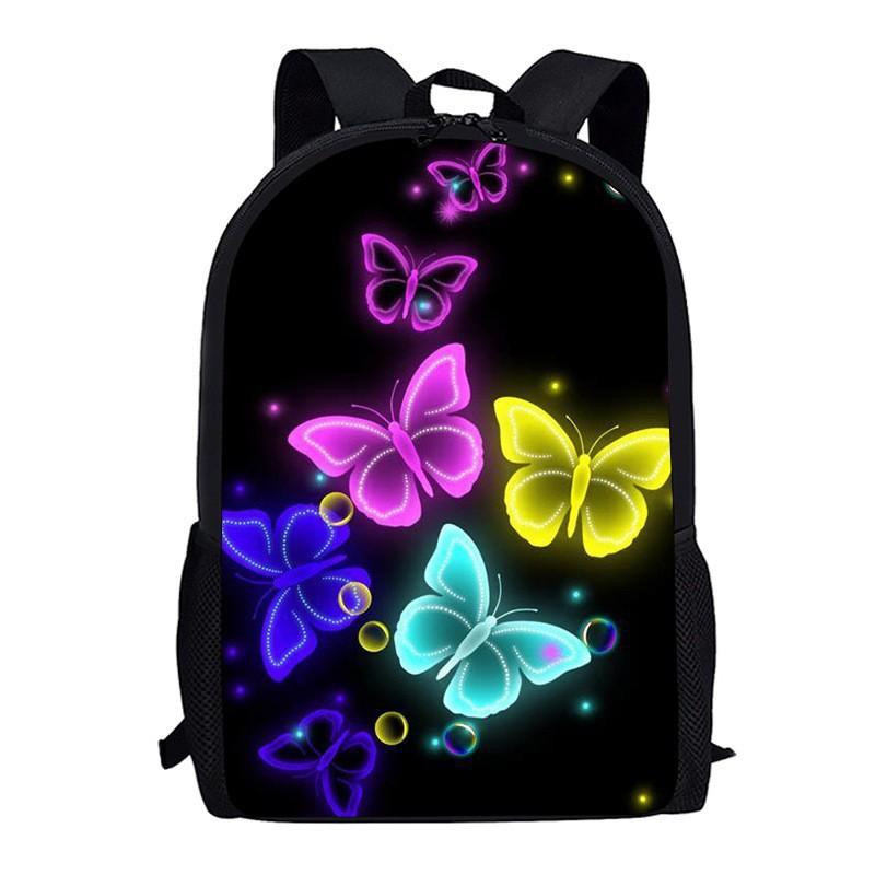 Classic Popular Funny Butterfly Notebook Backpacks Pupil School Bags 3D Print Oxford Waterproof Boys/Girls Laptop Backpacks
