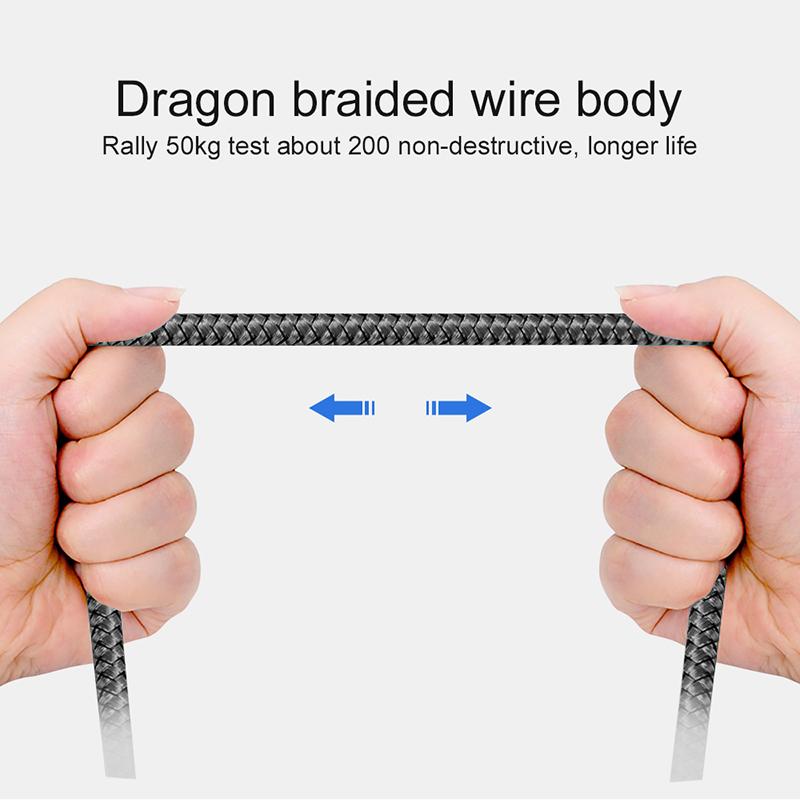 Nylon Data Cable Fast Charger USB A To Type C Charging Cable For Huawei Samsung   Android Phone TypeC Charging Device 1M 2M 3M