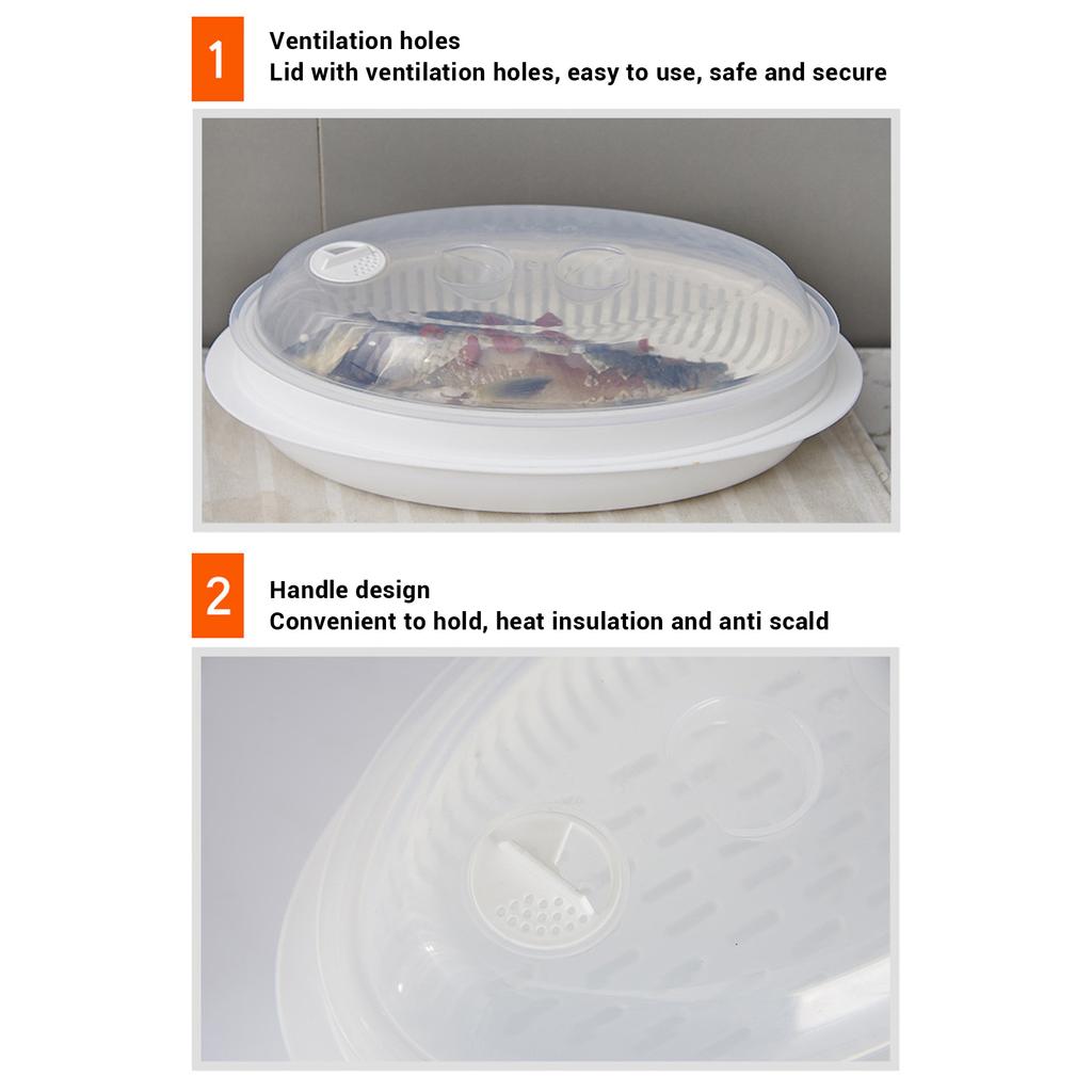 Microwave Steamed Fish Container Easy To Use Microwave Steamed Fish Plate Fast Heat Conduction Professional Cover for Kitchen
