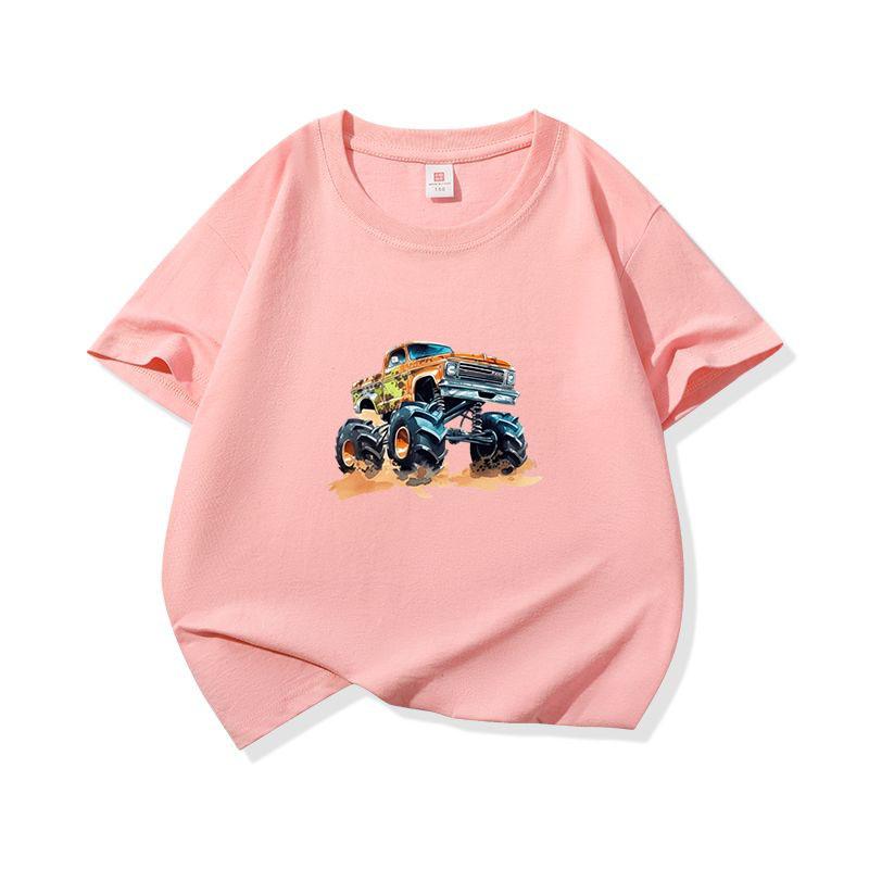Kids Cotton T Shirt Cute Colorful Offroad SUV Print Crew Neck Short Sleeve Tee Casual Boys Girls Summer Tops