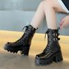 Fashion Trend Punk Women's Boots Buckle Platform Boots Mid-calf Gothic Boots for Women Autumn Ladies Motorcycle Boot Pu Leather Shoes