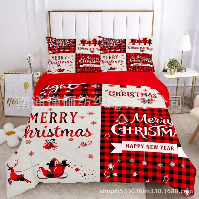 Christmas Bedding Set 3/4 Pcs Microfiber Duvet Cover Pillowcases 1.8m Bed