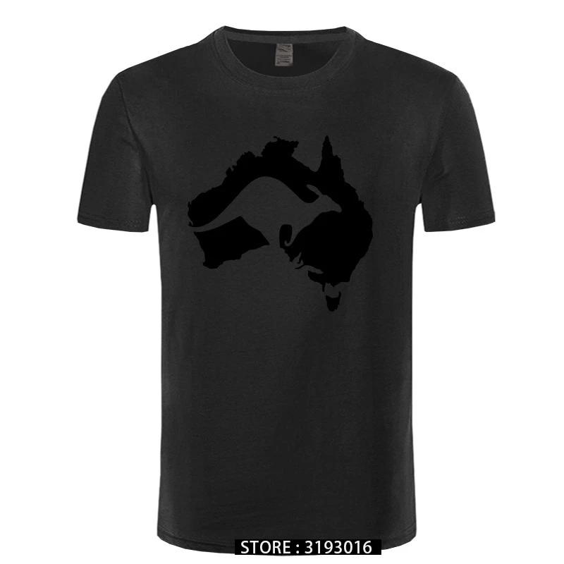 Cool Australia Map Kangaroo T Shirt Men Cotton Oneck Hip Hop Tops Harajuku Streetweaarr Australia Tshirt