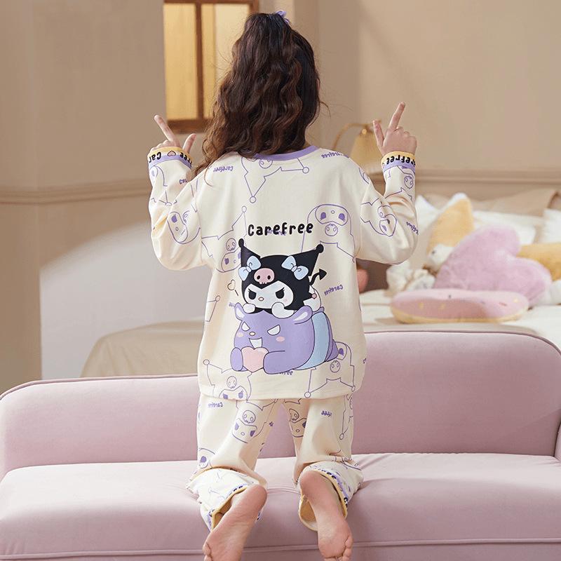 Raglan Sleeve Cartoon Baby Pajamas for Spring and Autumn 2026 - Long Sleeve Pants Set for Medium and Large Girls