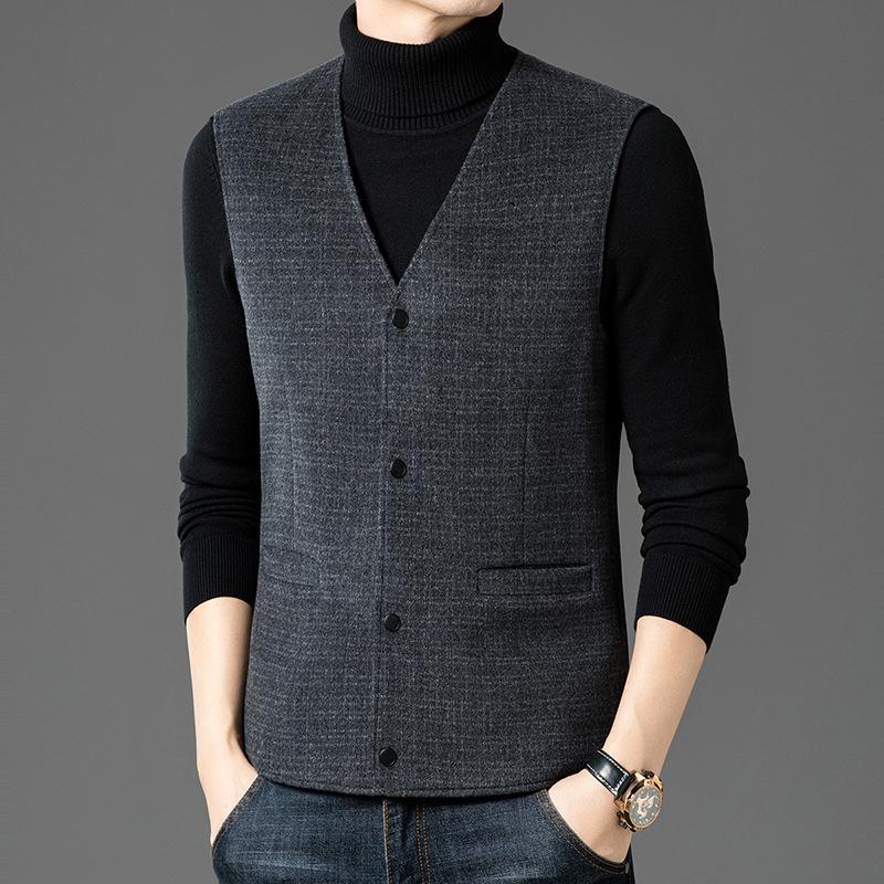 Middle-aged Men's Down Liner Wool Vest Vest Vest In Winter New Warm Vest Men's Wool Vest