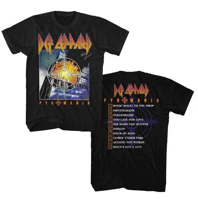 Def Leppard Pyromania Album Black Adult T-Shirt. 3XL