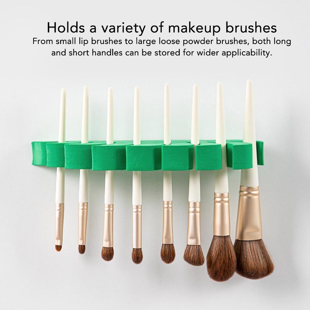 2pcs Leaf Shape Wall Mounted Cosmetic Brush Holder  Wet Makeup Brush Natural Air Drying Arrangement