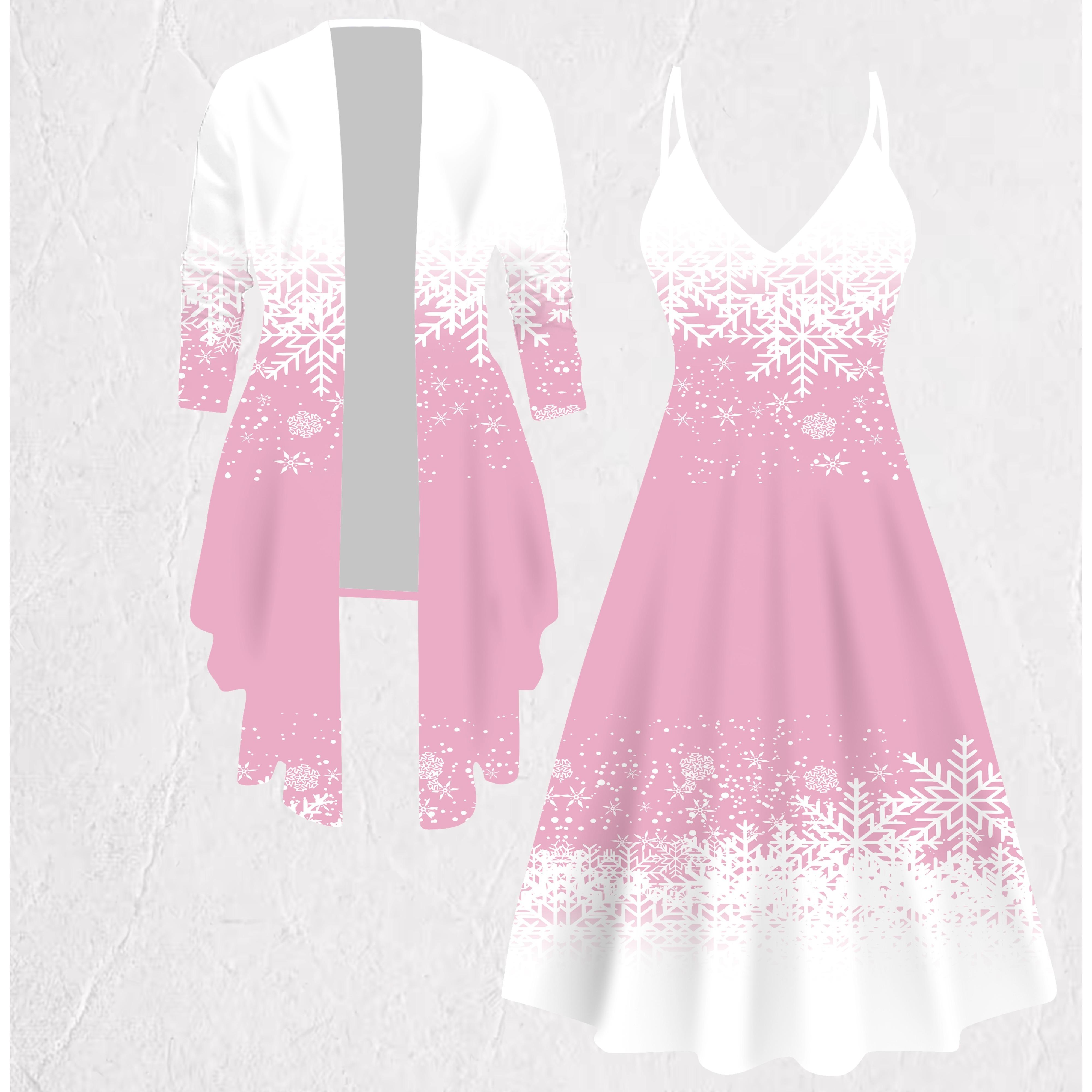 

Комплектное платье-пальто с 3D-принтом снежинок на День святого Валентина, эксцентричный классический принт в виде тотема, подходит для различных модных стилей. XXL розовый