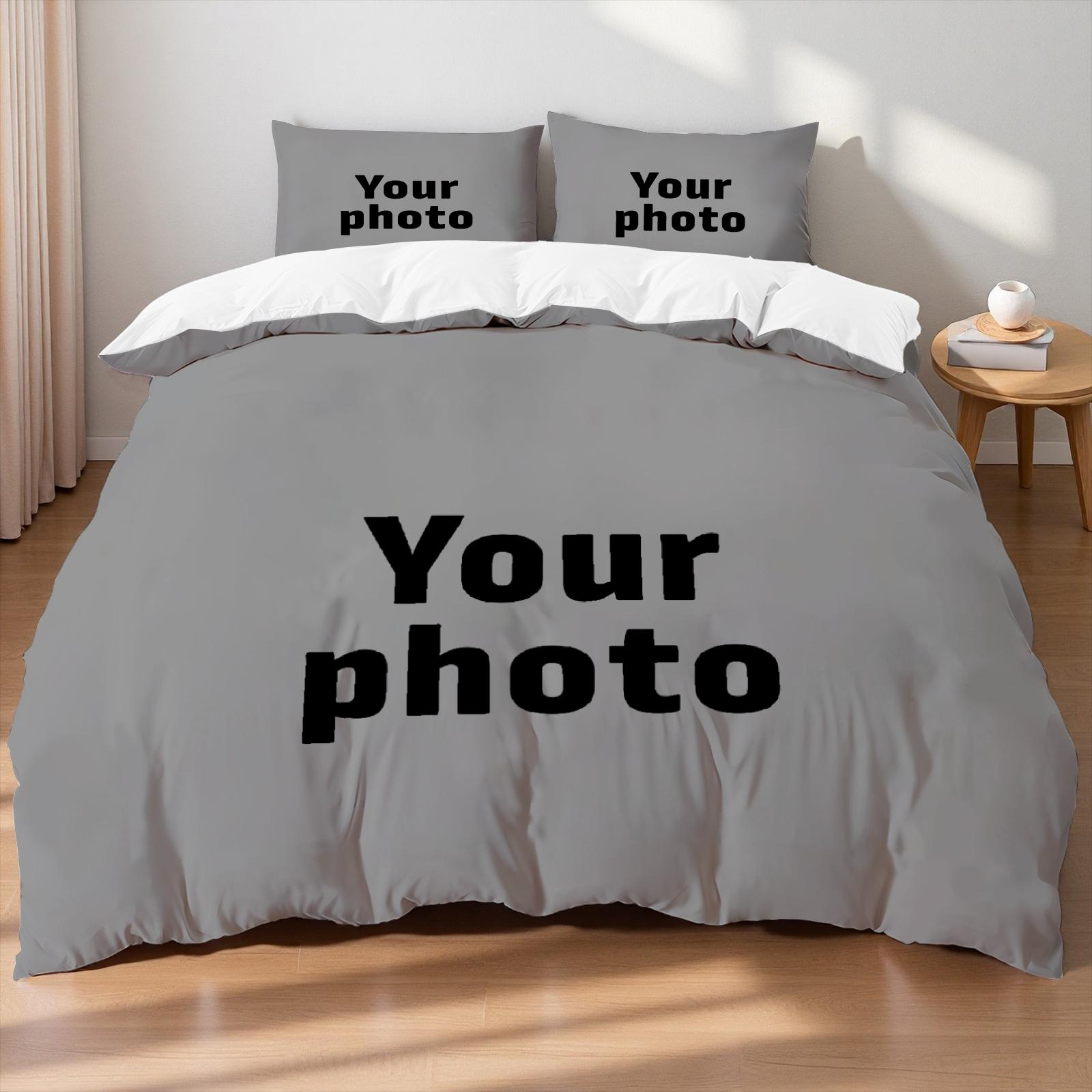 

Custom Photo Bedding Set 3D Printed Duvet Cover Set Upload Your Photo Logo Soft Single Double Queen Size Bed Set For Home Decor Eu Single 135x200cm