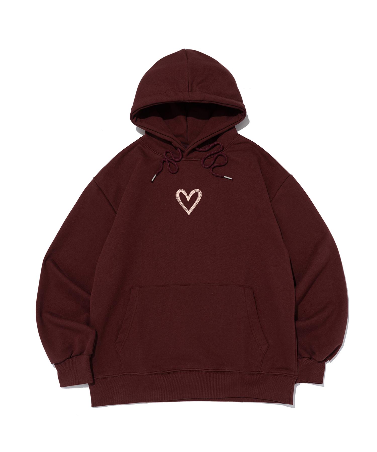 Road Road Scribble Heart Point Hoodie (Wine) Wine/Xl (No Fleece Lining)