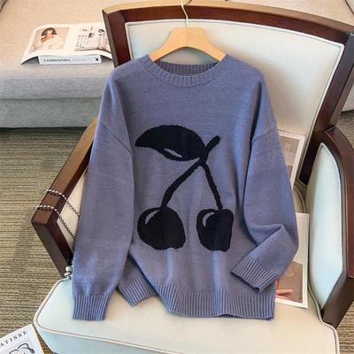 Plus Size Women's Loose Knit Round Neck Pullover Sweater - Fits Bust 150/160 Cm, 200-350 Jin