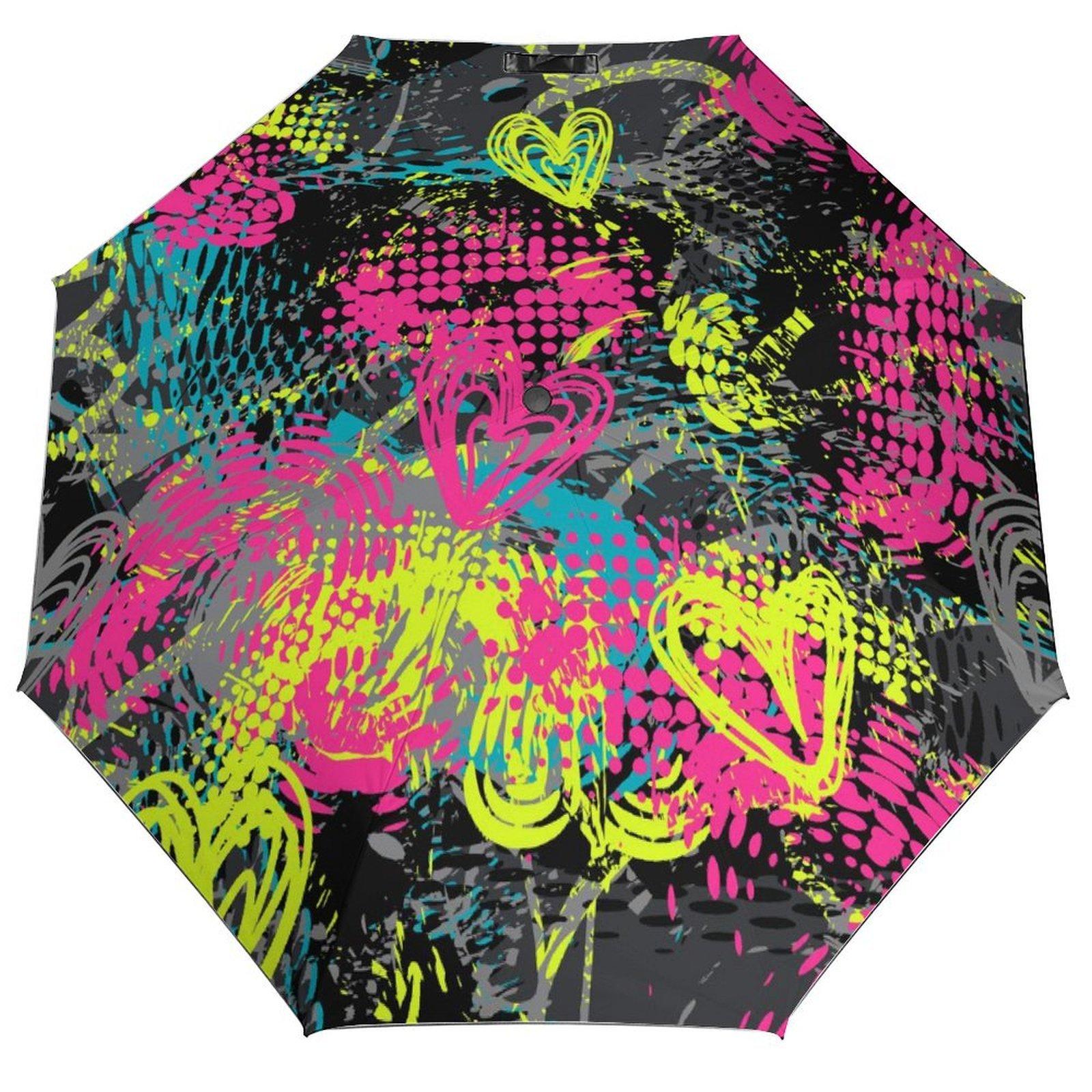 

1 Pack Automatic Umbrella With Waterproof Technology And Windproof Support For Travel In Graffiti Inspired Accent чорний