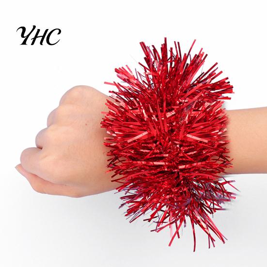Long-lasting Tinsel Bracelet 1 Pair Colorful Elastic Band Adults Kids Universal Children's Day Rubber Kindergarten Dance Performance Prop Sports Meet