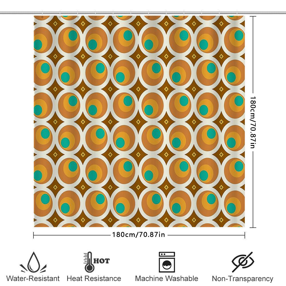 Boho Shower Curtain Abstract Circles Pattern Waterproof Fabric Bathroom Decor Vintage Hippie Backdrop Modern Artistic Wall Hangi