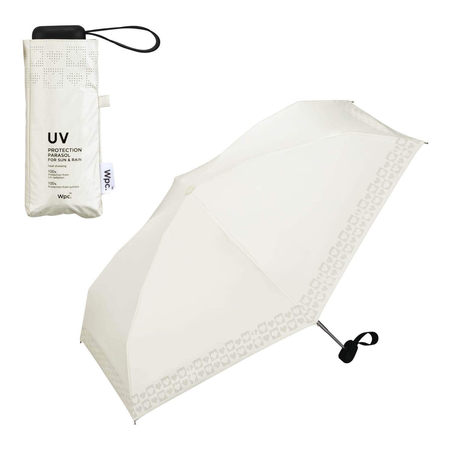 

Heart Light Blocking UV Cut Heat Shielding Suitable for Sunny and Rainy Folding Simple 2025Wpc. Parasol, Light-Blocking Rim-Cutting Mini, Off-White