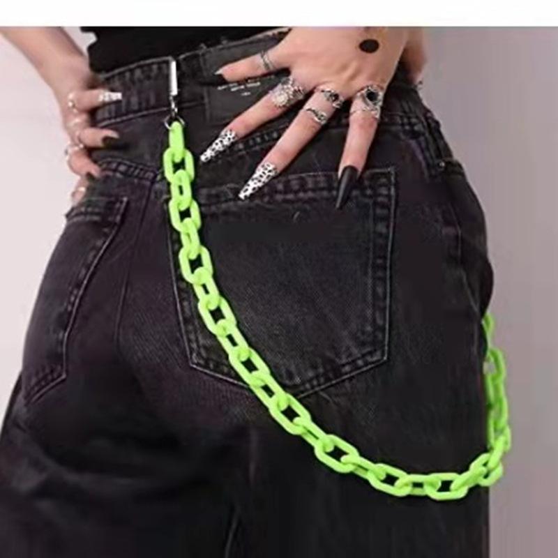 European & American Hip-Hop Style Double-Layer Fluorescent Acrylic Waist Chain with Pendant