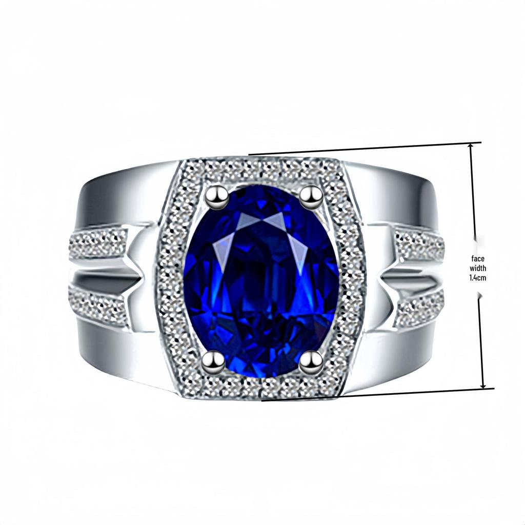 Heiß verkaufter Herrenring mit Diamant und Saphir - 18K Vergoldet