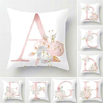 Alphabet Floral Print Pillow Case Waist Cushion Cover Wedding Bed Decor