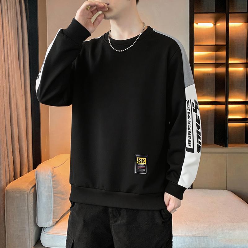 Men's Sweatshirt Casual Handsome Long-sleeved T-shirt Round Neck Sweatshirt Men's Clothing
