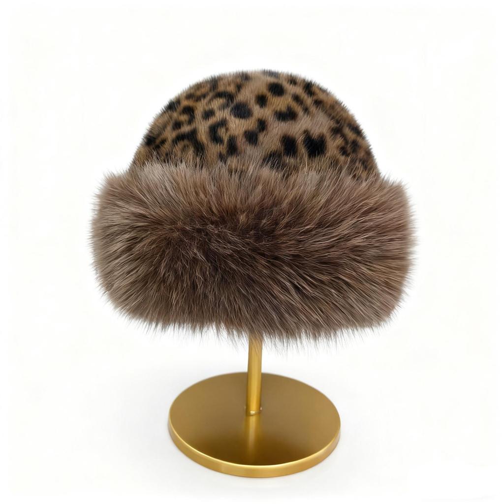 Women's 2025 Retro Leopard Print Mongolian Hat - Winter Thick, Warm Ear Protection, Fashionable Versatile Plush Hat