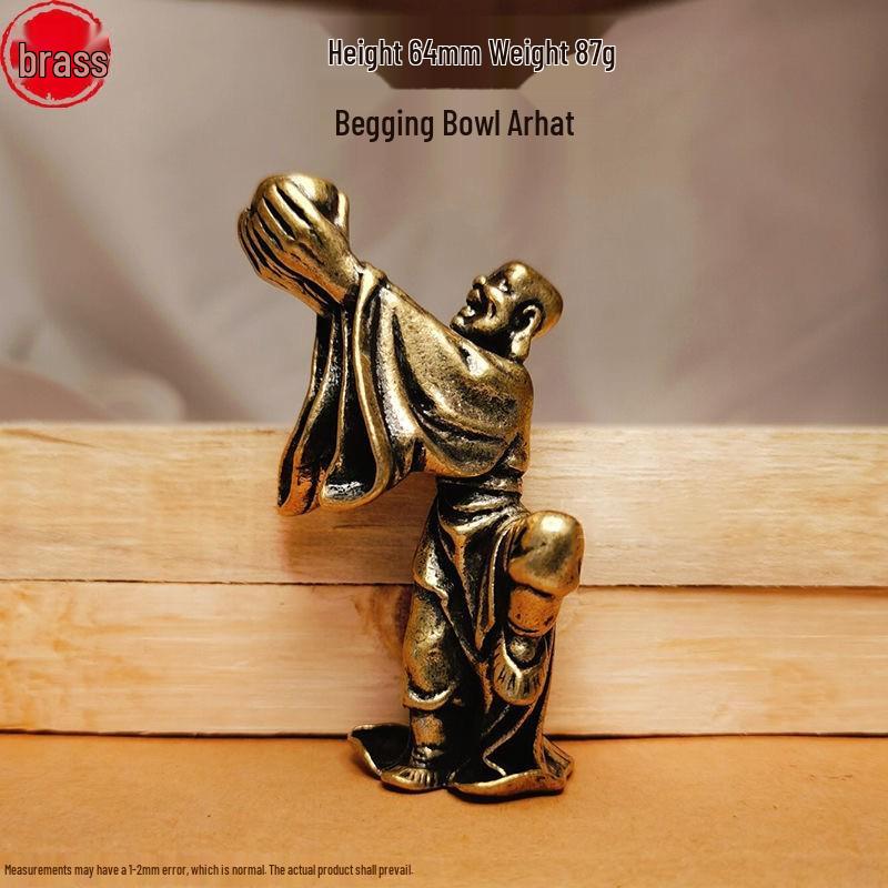 Solid Brass Eighteen Arhats Dragon and Tiger Taming Desktop Ornaments