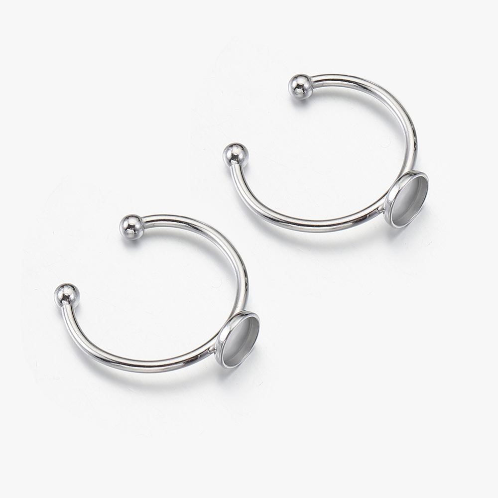 10pcs Adjustable Open Finger Ring Setting Stainless Steel 4mm 8mm 12mm Round Blank Ring Base Bezel Cabochon DIY Jewelry Making