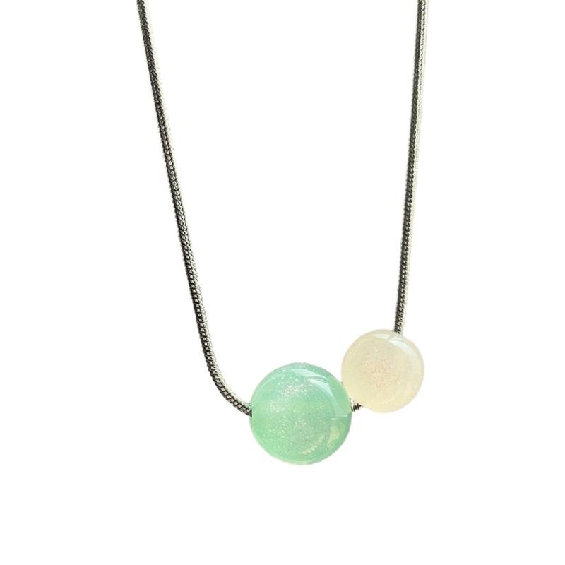 

Colorful Round Bead Pendant Necklace For Women Egirls y2k Neck Jewelry Clavicle Chain Korean Fashion Party Gift