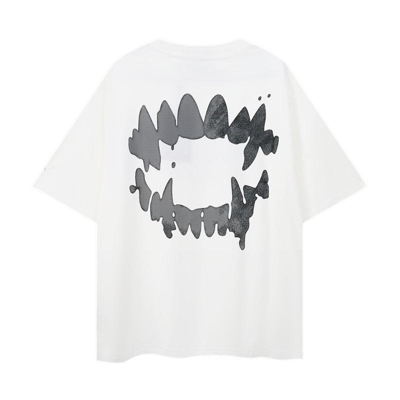 Edgy Fangs Graphic TShirt Casual Daily Short Sleeve Tee for Unisex Women Unique GraffitiTextured Fang EleUnisext Stylish Design Top S