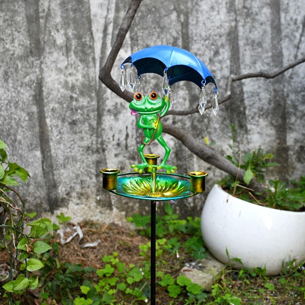 Cute Frog Shaped Bird Feeder Iron Bird Feeding Dish Garden Decoration Bird Water Bowl  Parrot