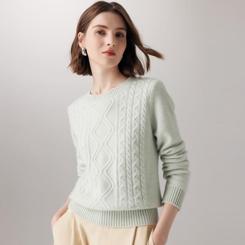 Women's Round Neck Cashmere Cable Knit Sweater
