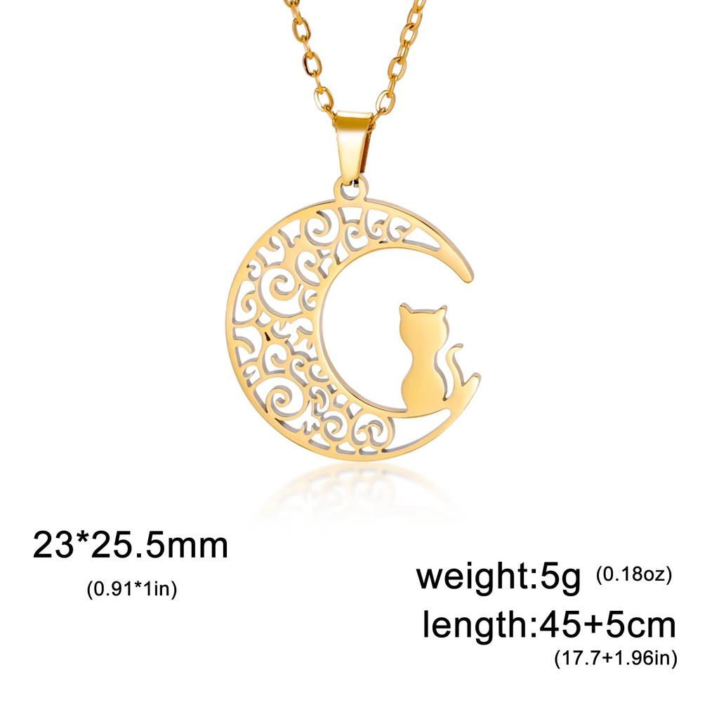 Teamer Cat Kitten Pendant Necklace Stainless Steel Pet Animal Necklace Cute Funny Cat Daily Jewelry for Women Girls No Rust