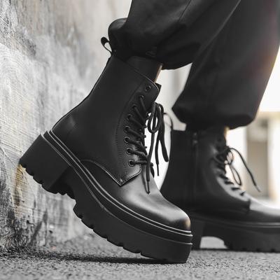 Platform Martin Boots Men'S British Style Side Zipper Heightening Locomotive Boots High Top Big Head Shoes 30322-J