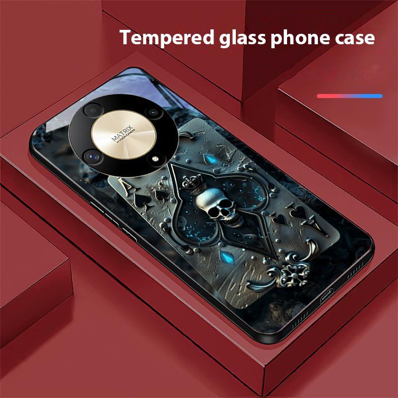 Skeleton Pendant For Honor Magic 6 50 70 90 Lite X7b 200 Pro Nova 10 Nova 5T X6 P30 Pura 70 Ultra Tempered Glass Phone Case