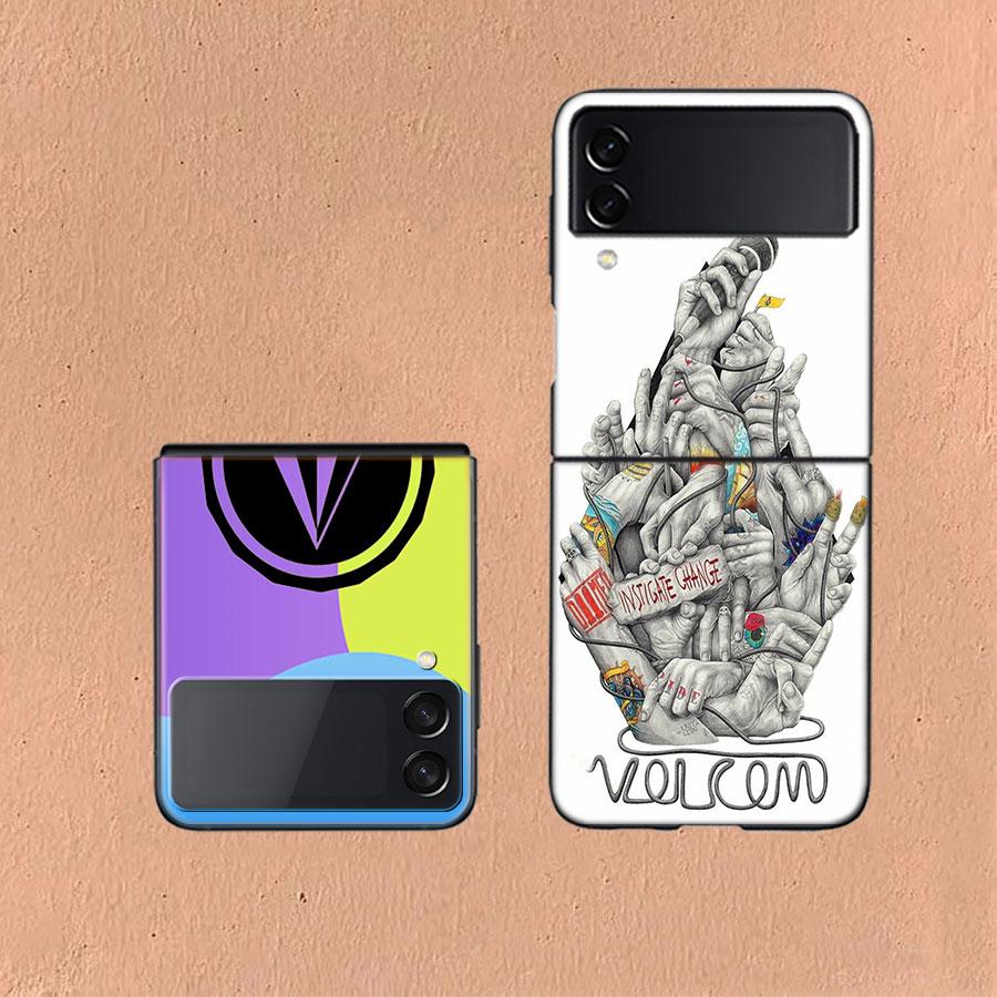 Volcom Logo Phone Case For Samsung Z Flip 6 7 5G Galaxy Z Flip 5 4 3 5G Cases Shockproof Hard Cover TPU