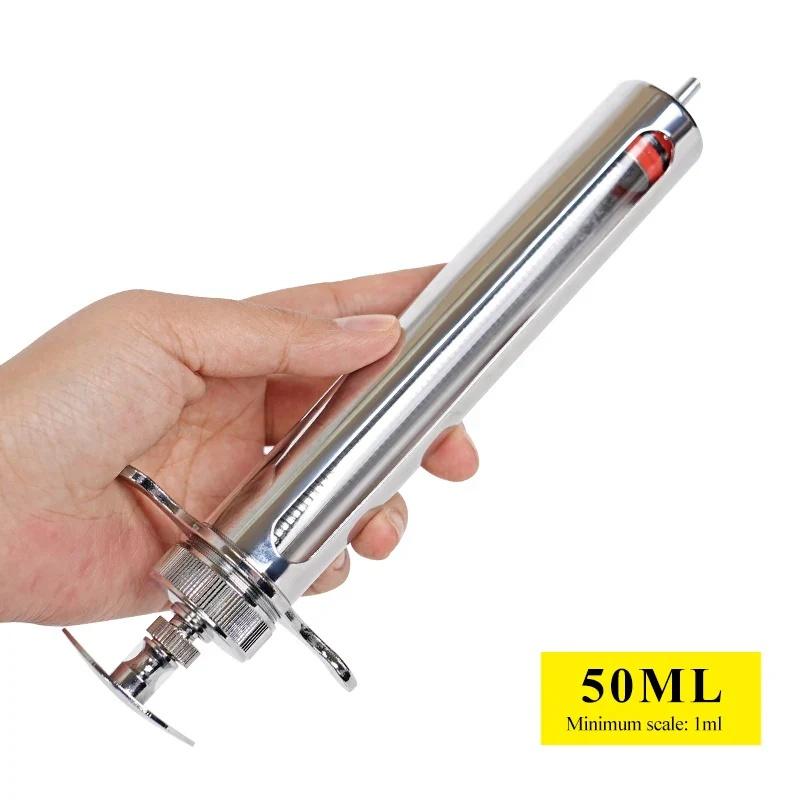 10/20/30/50ml Metal Automatic Veterinary Syringe Adjustable Dose Vaccine Injection For Farm Livestock Cattle Veterinary Tools