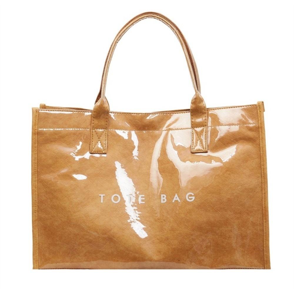 Glossy Transparent Jelly Bag Large Capacity Letter Prints Handbags Fashion PVC Tote Bag Swimming