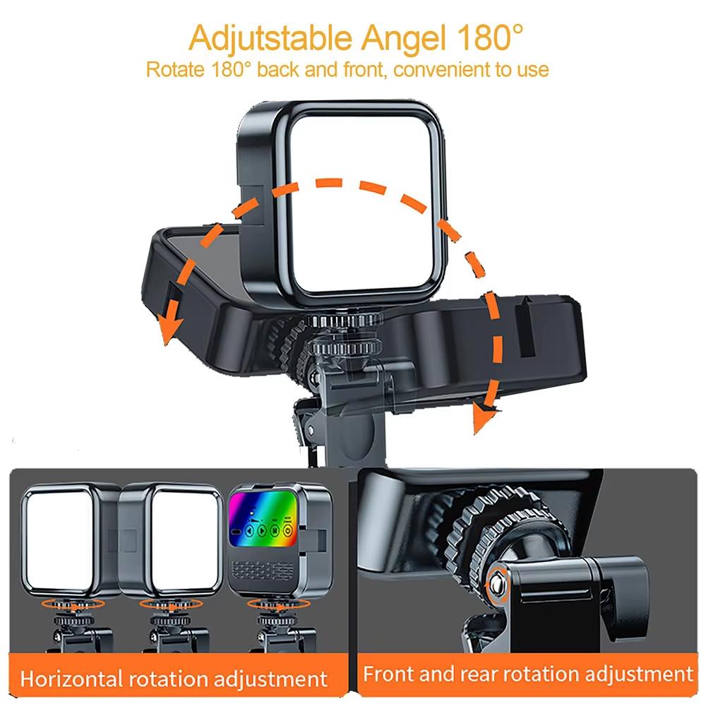 Mini LED Selfie Light Rechargeable Clip-on Fill Light 180° Adjustable for Mobile Phone Computer Video Call Makeup Photo Lighting