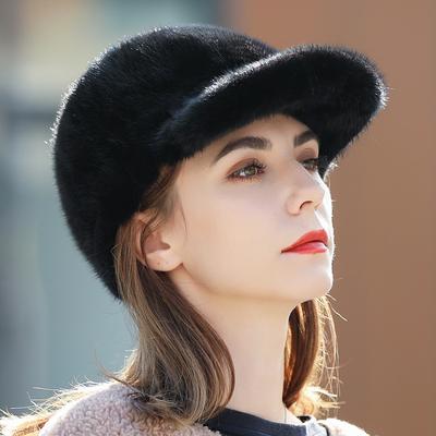 Mink Hat Women's Winter New  Baseball Cap Fashionable Versatile Mink Fur Mink Skin Cap Warm Fur Hat