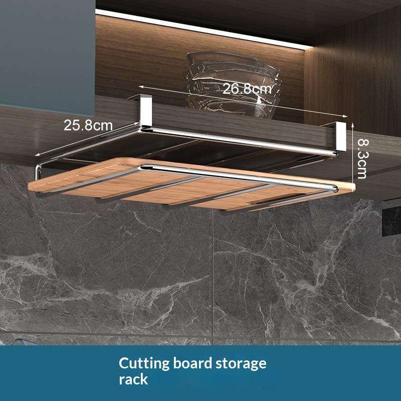 Under Cabinet Cutting Board Organizer Holder Kitchen Hanging Chopping Board Pot Lid Kitchenware Storage Rack Stainless Steel