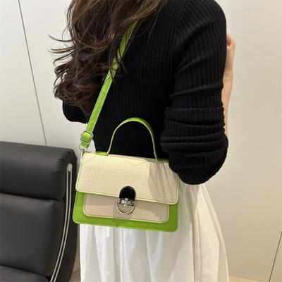 New High-end Textured Messenger Bag Contrasting Colors Trendy Fashion Small Square Bag Women's Niche Simple Portable Shoulder Bag