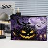 Halloween Themed Bag Storage Bag with Pattern Print Smooth Zipper Durable Canvas Maple Leaf Bin Organizer Portable Stationery Case for Travel