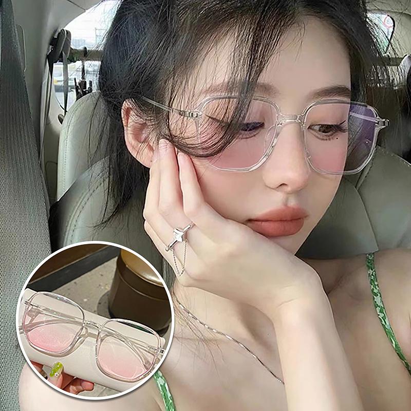 Korean Style Simple Temperament Gradient Sunglasses Pink Powder Blusher Glasses Women  Blue Light Blocking Glasses