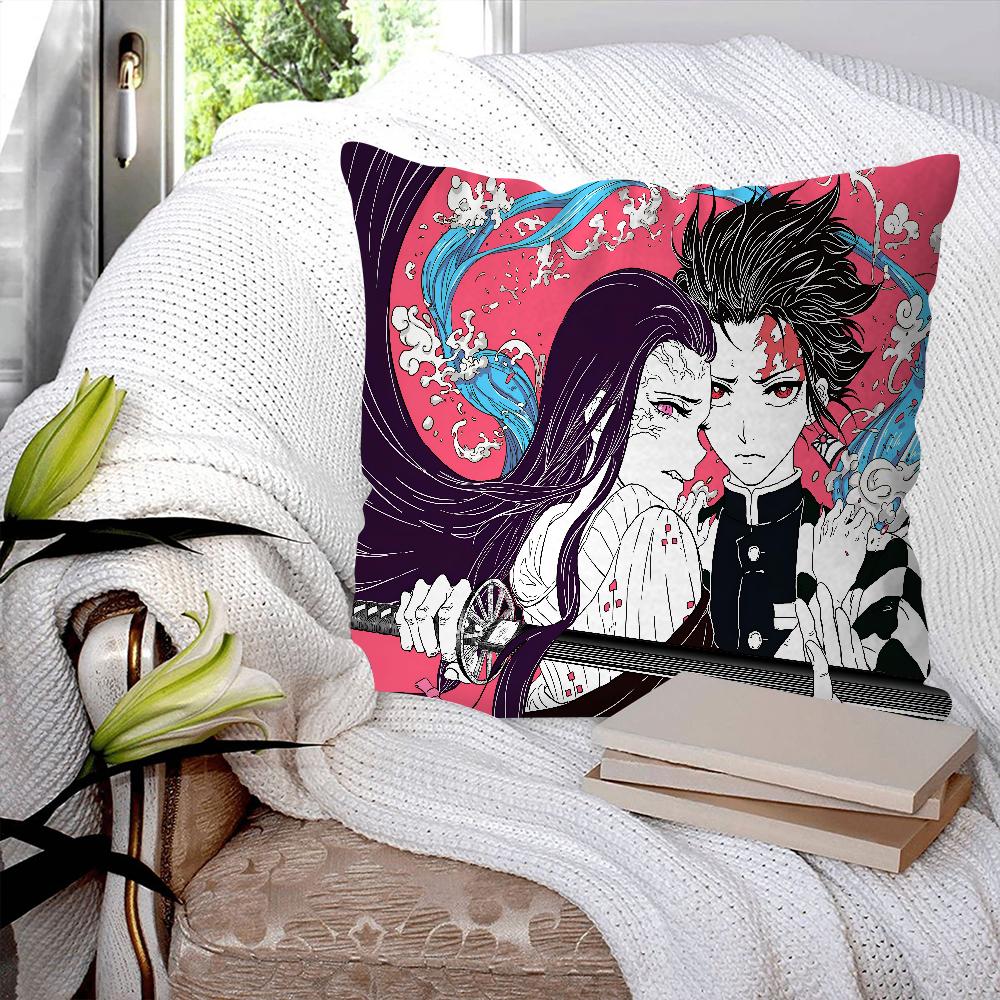 Anime Demon Slayer Kimetsu Pillow Case Square Pillow Bedroom Sofa Leisure Comfort Cushion Car Living Room Home Decoration