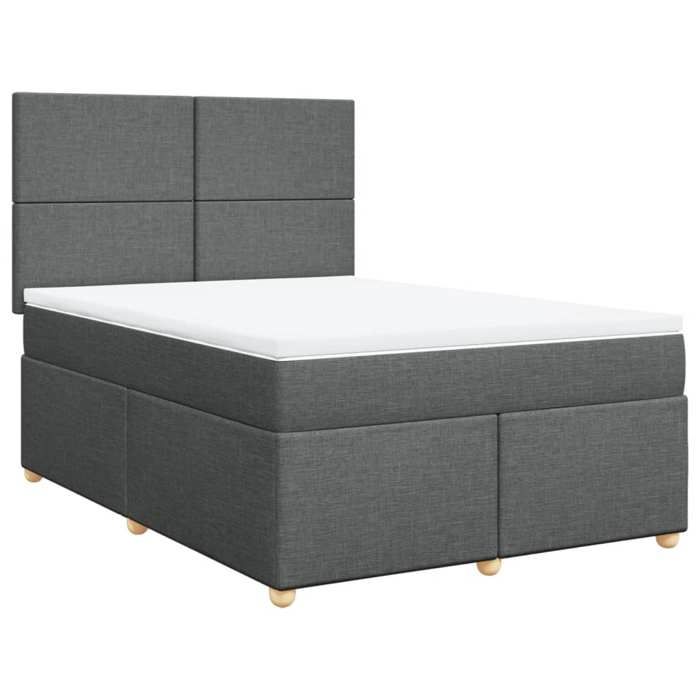 VidaXL Slatted Bed Base with Mattress Dark Grey 140x200cm Fabric 3293597