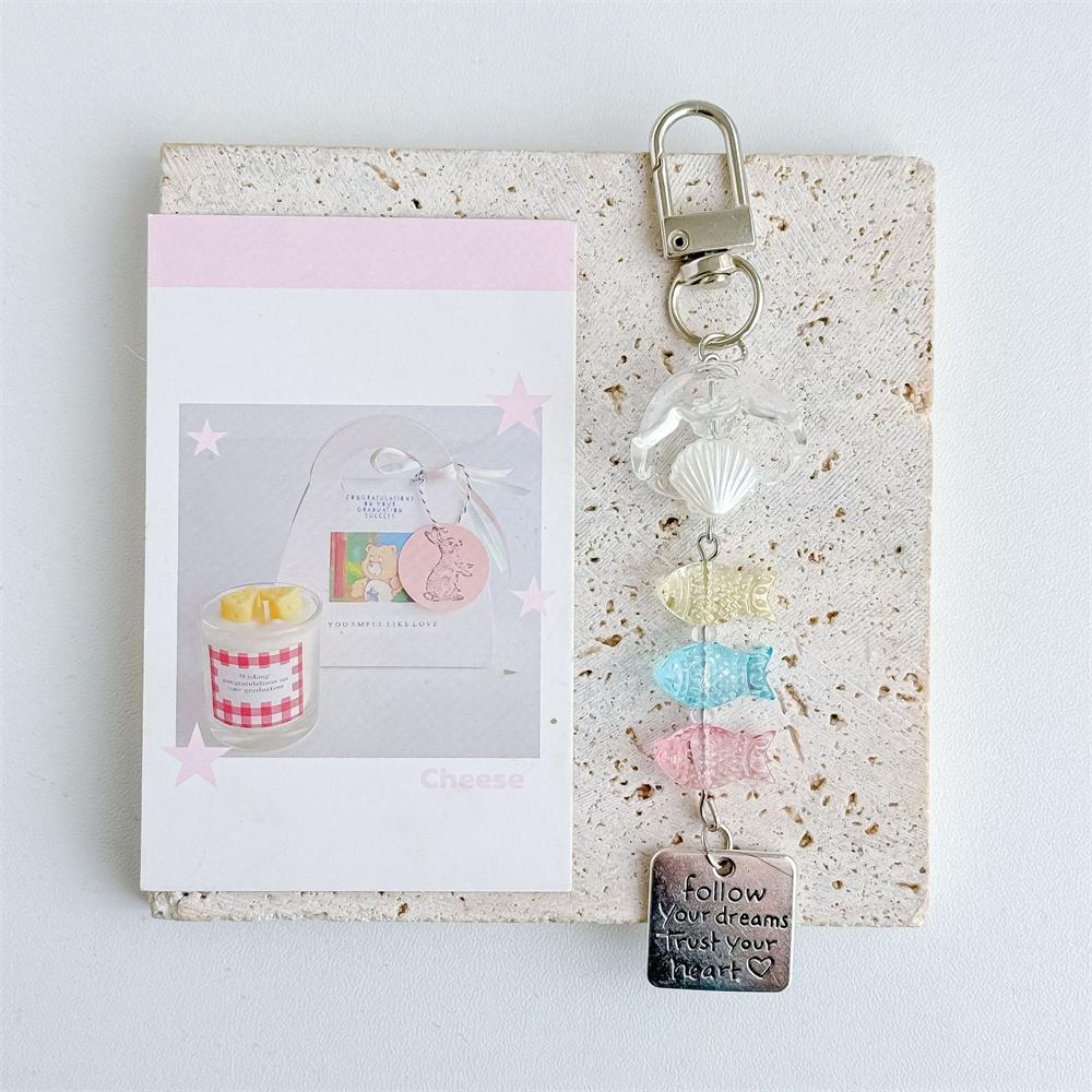 

Blue Fish Cute Phone Charms Pendant Colorful Lucky Cases For iPhone 15 CCD Camera Schoolbag Ins Korea Flower Bead DIY Keychain