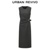 UR Women's Metal Buckle Pleated Sleeveless Dress