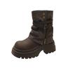 Vintage Thick-soled Martin Boots Children British Style Small Man Taller and Thinner Western Cowboy Short Boots Stacked Pants Tube Boots