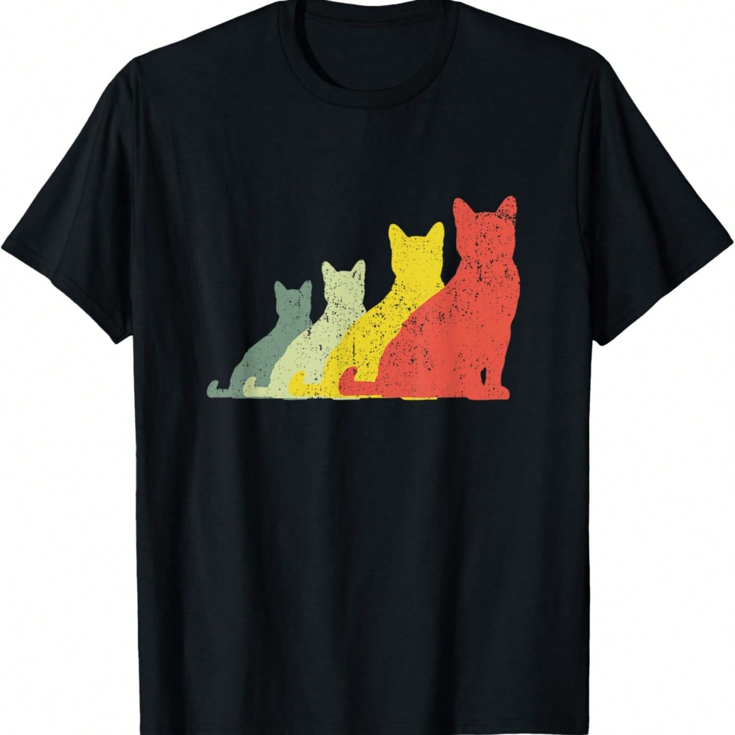 Cat Face T-Shirt Black Kitten Fun Pet Kitty Graphic Cats Tee S разноцветный