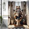 The Cat Who Reads the Newspaper Shower Curtain, Bathroom Decorative Shower Curtain, Waterproof Shower Curtain with Hooks